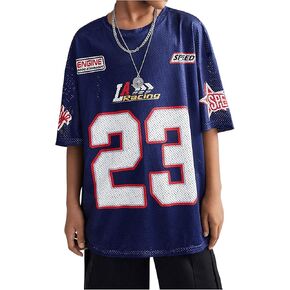 Verdusa Girl's Number Print Graphic Jersey Shirt Crew Neck Half Sleeve T-Shirt Sportswear