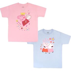 Peppa Pig Girls Graphic Tees Short Sleeve T Shirts Girls Fashion T Shirt 2 Pack Girls Tops Clothing