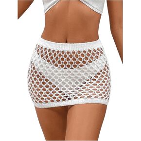 SHENHE Women's Summer Swim Cover Up Skirt Crochet Hollow Out Bikini Bathing Suit Cover Up Beach Skirt