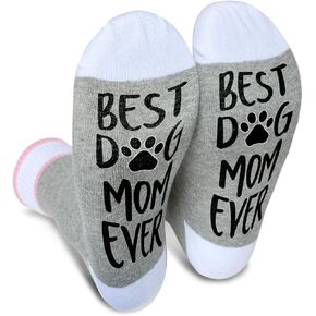 Ziyouza Cat Mom Socks, Gift for Cat Pet Owner, Cat Mother, Cat Mama, Cat Lovers, Kitty Lovers, Novelty Gift for Thanksgiving Christmas Birthday Mother's Day, 1 Pair-37, Light Gray Pink, 5.5-11 in Kuwait