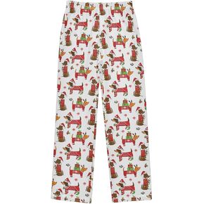 Pfrewn Boys Girls Christmas Winter Pajama Pants Christmas Dachshund Dog Long Sleep Lounge Bottoms for Kids M