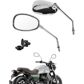 Motorcycle Mirrors,Motorcycle Mirrors for Handlebars,Car Accessories Moped Mirrors,Motorcycle Side Mirrors,10mm Chrome Mirrors for Motorcycles/Scooters/ATVs with 7/8" Handlebar Mount Clamp