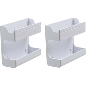 2 Pcs Plastics Remote Control Holder Adhesive Wall Mount Storage Box, White Phone Charging Storage Box for Home Office Bedroom