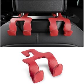 Kewucn Upgraded Car Seat Headrest Hook, Durable Leather Auto Back Seat Hangers Storage Organizer, Universal Vehicle Interior Accessories for Hanging Purses, Umbrellas, Bags, Coats (Gray)