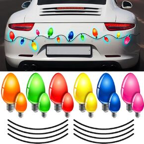 Blulu 20 Pcs Christmas Car Magnets Decorations Set, 12 Pcs Xmas Luminous Blue Lights Bulb Magnet Set 8 Magnetic Wires Magnetic Car Stickers for Xmas Holiday Party Car Garage Refrigerator Decal