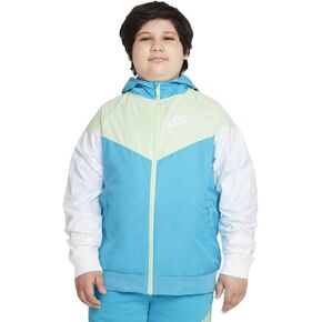 Nike Sportswear Boy's Windrunner Full Zip Hooded Jacket (X-Large, Chlorine Blue/Lime Ice/White/White)