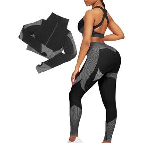 JOYMODE Workout Sets for Women Active wear Gym Outfits Set Crop Top High Waist Tummy Control Legging Set