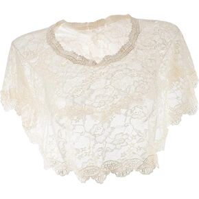 Elegant Off Shoulder Bridal Lace Shawl Cape Short Wedding Dress Shawl Wrap for Bride Dressy Formal Cape for Evening Events and Weddings