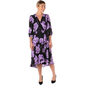 Women's Iris Floral Faux Wrap Midi