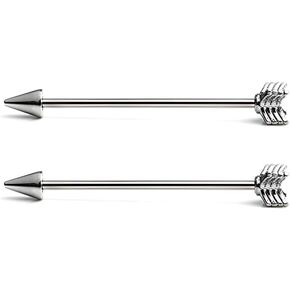 2PCS Gold With Arrow 1.6mm(14G) Stud Earring Trident industrial barbell Body Piercing Cartilage Piercing Jewelry Titanium Steel Surgical Steel Stainless Steel 38mm
