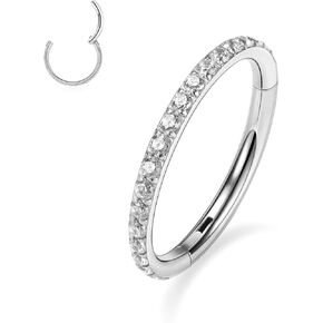 GAGABODY Conch Piercing Jewelry 20g 18g 16g 14g 12g Septum Jewelry Conch Hoop Daith Earrings Surgical Steel Clicker Hoop Piercing Rings Lip Rings with CZ Helix Rook Cartilage Piercing Jewelry