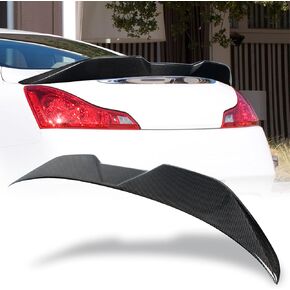 AeroBon Real Carbon Fiber Trunk Spoiler Compatible with 2008-2015 Infiniti G37 Q60 2-Door Coupe (H Style)
