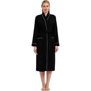 100% Cotton Robes for Women Long Sleeve Lightweight Soft Knit Womens Bathrobe