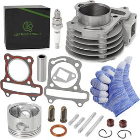 LEAPING KNIGHT GY6 80cc 47mm Cylinder Kit with Piston Ring Gasket Spark Plug,Top End Rebuild Kit for 139QMB TAOTAO JONWAY ZNEN Roketa ATV Moped Go-Kart,High Performance Powersports Engine Kits