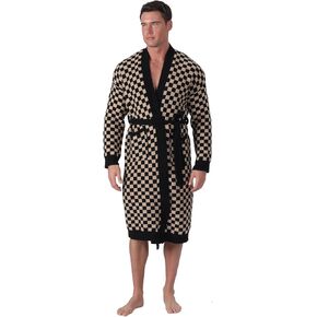 bearberry Cozy Robe Lightweight Soft Plush Robe Hoodless Sleepwear Nightgown with Pockets for Men
