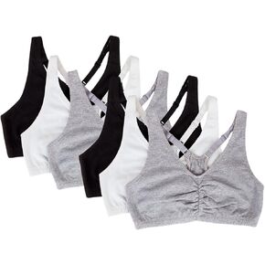 Fruit of the Loom Women's Adjustable Shirred Front Racerback Sports Bra Multi Packs