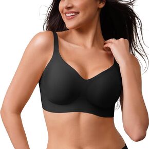 Closemate Wireless Comfort Bra for Women No Underwire Seamless Bralettes with Soft Support V Neck Full Coverage Everyday Bra