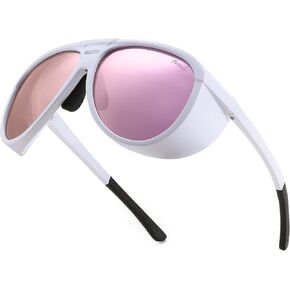 FEISEDY Polarized Aviator Sunglasses Men Women Oversized Round Steampunk Sunglasses Side Shield Goggles B0095 in Kuwait