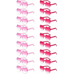 SUNOVELTIES 18 Heart Shape Rimless Sunglasses Transparent Candy Color Party Glasses Colored Eyewear for Women