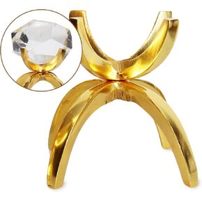 My Shelfie - Modern Brass-Coated Claw Rock Display Stand, Crystal Holder with Invertible Design, Crystal Display Holds Crystals From 2-5 Inches, Handmade Aluminum Rock Stands for Display, Large