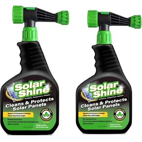 Solar Shine Panel Cleaner & Wash and Protectant - Streak-Free Cleaning & Long Lasting Protection Against Dirt, Non - Toxic, Biodegradable Formula Lavado y Protector de Paneles Solares Shine 2 Pack