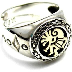 COSUMOSU Kokopelli 925 Sterling Silver Open Ring Adjustable for men