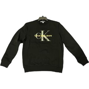 Calvin Klein Jeans Men's Sweatshirt Pullover Fleece Crewneck Monogram Logo Black