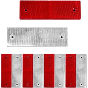 10 PCS Rectangular Safety Reflectors, Plastic Self Adhesive Safety Warning Reflective Stickers, Universal Stick-on Rear Safety Reflectors for Most Vehicles, Car Accessories (Red+White) in Kuwait