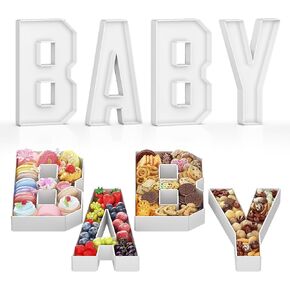 BABY Charcuterie Board Letters Fillable, BABY Cardboard Letters for Charcuterie, White BABY Letters for Baby Shower Gender Reveal Birthday Decoration, BABY Letter Tray for Food Chocolate Cupcake Candy