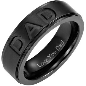 Willis Judd Men's DAD Titanium 7mm Ring Engraved Love You Dad with Gift Pouch