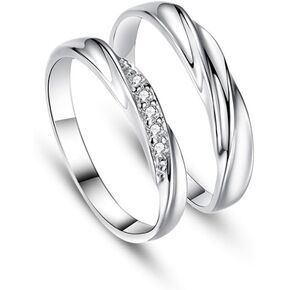 Matching Ring for Couple Promise Matching Heart Ring Adjustable Romantic Crown Crystal Ring Cz Couple Ring Engagement Wedding Jewelry for Women and Men
