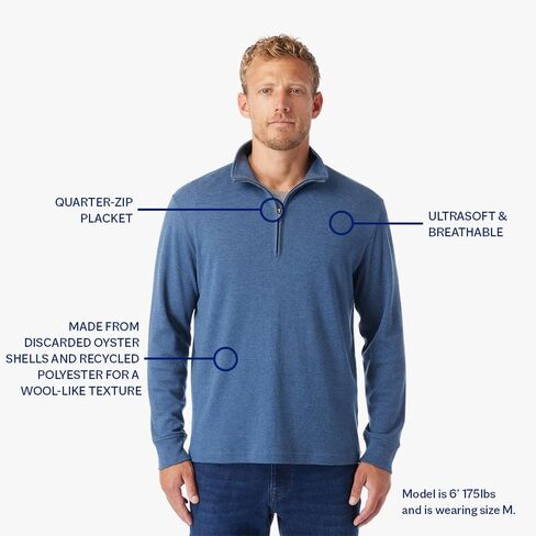 Fair Harbor The Larchmont Seawool Quarter-Zip –– Men's All-Season Seawool Outerwear –– Heat-Regulating and Moisture-Wicking in Kuwait