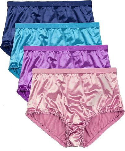 B2BODY Satin Panties Small to Plus Size Womens Underwear Full Coverage Brief Multi-Pack in Kuwait