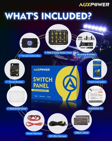 12 Gang Switch Panel RGB A212 Toggle Momentary Strobe Switch Pod with Backlit Off Auto Dimmable Universal Mounting Bracket Auxiliary Switch Panel for Offroad Truck Car RV SUV Waterproof in Saudi Arabia