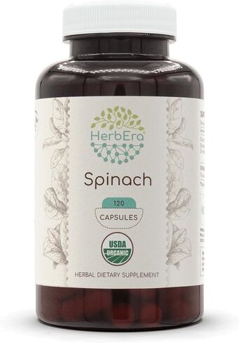 Spinach USDA Organic 60 Capsules | Natural Herbal Supplement | Certified Organic Vegetarian Capsules and Organic Spinach (Spinacia oleracea) Dried Leaf (60 Capsules) in Kuwait