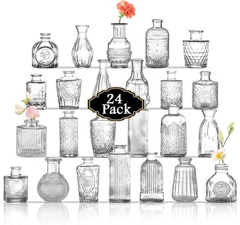 Bud Vases in Bulk 30, Glass Vases for Centerpieces, Small Vases for Flowers, Small Flower Vases for Centerpieces, Mini Vases, Vintage Vases, Clear Bud Vases for Wedding Table Decor in Saudi Arabia