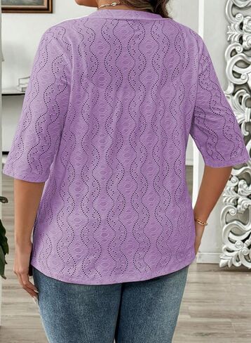 Eytino Plus Size Cardigan for Women Half Sleeve Knitted Jacquard Summer Kimono Cover up Tops(1X-5X) in Saudi Arabia