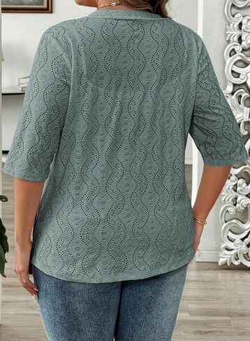 Eytino Plus Size Cardigan for Women Half Sleeve Knitted Jacquard Summer Kimono Cover up Tops(1X-5X) in Saudi Arabia