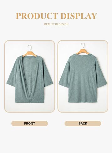 Eytino Plus Size Cardigan for Women Half Sleeve Knitted Jacquard Summer Kimono Cover up Tops(1X-5X) in Saudi Arabia