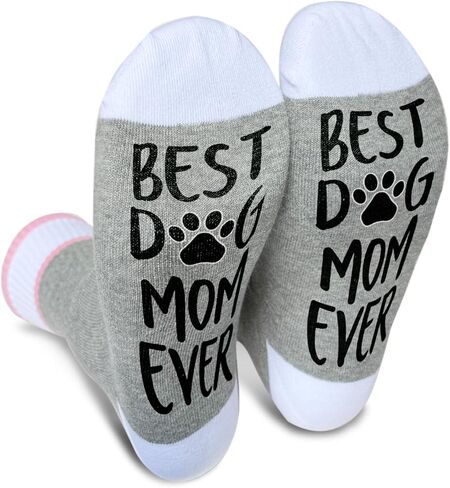 Ziyouza Cat Mom Socks, Gift for Cat Pet Owner, Cat Mother, Cat Mama, Cat Lovers, Kitty Lovers, Novelty Gift for Thanksgiving Christmas Birthday Mother's Day, 1 Pair-37, Light Gray Pink, 5.5-11 in Kuwait
