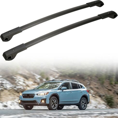 قضبان عرضية لرف السقف من AUXMART تناسب Subaru Crosstrek 2018-2022 Impreza 2017-2023 رف قضبان الأمتعة المصنوعة من الألومنيوم مع حاجز جانبي (قضبان مرتفعة) in Kuwait