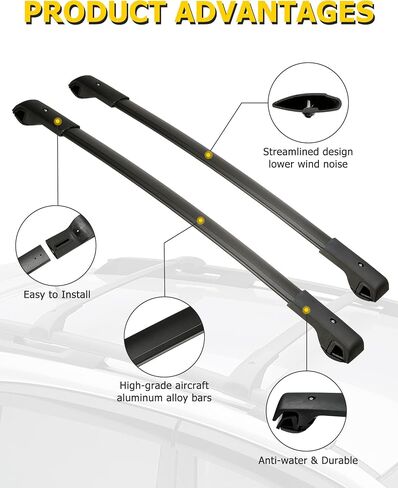 قضبان عرضية لرف السقف من AUXMART تناسب Subaru Crosstrek 2018-2022 Impreza 2017-2023 رف قضبان الأمتعة المصنوعة من الألومنيوم مع حاجز جانبي (قضبان مرتفعة) in Kuwait