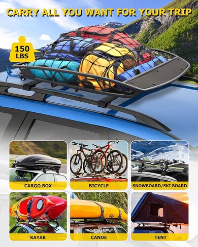 قضبان عرضية لرف السقف من AUXMART تناسب Subaru Crosstrek 2018-2022 Impreza 2017-2023 رف قضبان الأمتعة المصنوعة من الألومنيوم مع حاجز جانبي (قضبان مرتفعة) in Kuwait