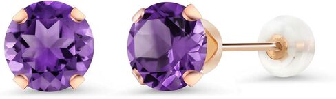 Gem Stone King 10K Rose Gold Red Created Ruby Stud Earrings For Women (2.00 Cttw, Round 6MM) in Saudi Arabia