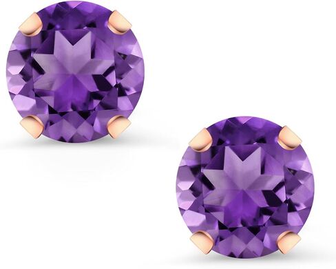 Gem Stone King 10K Rose Gold Red Created Ruby Stud Earrings For Women (2.00 Cttw, Round 6MM) in Saudi Arabia