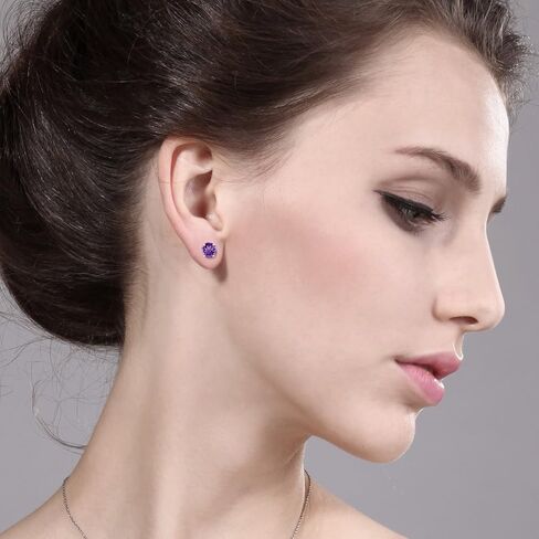 Gem Stone King 10K Rose Gold Red Created Ruby Stud Earrings For Women (2.00 Cttw, Round 6MM) in Saudi Arabia