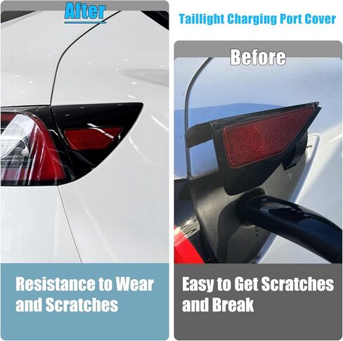 Jaronx Compatible with Tesla Charging Port Cover for Model 3 2017-2024 Model Y 2020-2024, Rear Left Side Taillight Charge Door Cover Reflector for Tesla, Charging Port Cover Replacement 1084854-99-J in Kuwait