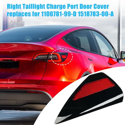Jaronx Compatible with Tesla Charging Port Cover for Model 3 2017-2024 Model Y 2020-2024, Rear Left Side Taillight Charge Door Cover Reflector for Tesla, Charging Port Cover Replacement 1084854-99-J in Kuwait