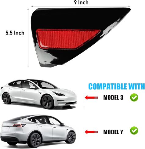 Jaronx Compatible with Tesla Charging Port Cover for Model 3 2017-2024 Model Y 2020-2024, Rear Left Side Taillight Charge Door Cover Reflector for Tesla, Charging Port Cover Replacement 1084854-99-J in Kuwait