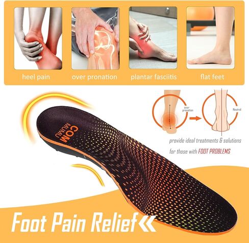 Plantar Fasciitis Insoles for Standing All Day, Heavy Duty High Arch Suppport Pain Reflief Orthotic Insert for Flat Feet Women Men Work Boots Shoe (Black, L | Men 10.5-12/WOMEN 11.5-13) in Saudi Arabia